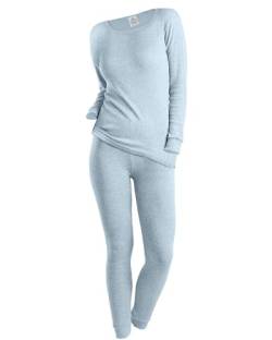 OCERA Thermo Unterwäschen Set für Damen, Warme Thermounterwäsche aus für den Winter, zum Wandern oder zuhause, warme angeraute Innenseite - hellblau - S von OCERA