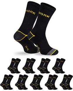 WORK-Socken für Herren, 9 Paar Venenfreundliche Arbeitssocken mit verstärkter Ferse und Spitze aus atmungsaktiver Baumwolle, Schwarz - 39/42 von OCERA