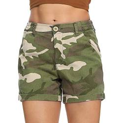 OCHENTA Damen Casual Shorts mit Taschen Elastische Taille Camo Print Sommer Wear - - 46 von OCHENTA