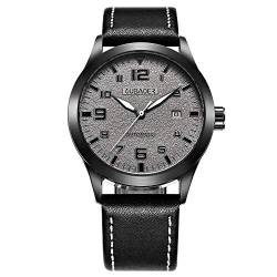 OCHSTIN Automatik-Automatikuhr für Herren, Militäruhr, Datumsanzeige, Lederband, mechanische Armbanduhren (schwarz grau) von OCHSTIN