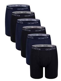 OCOATTON Herren-Boxershorts, langes Bein, groß und hoch, gekämmte Baumwolle, offener Hosenschlitz, 6er-Pack - - 6X-large von OCOATTON