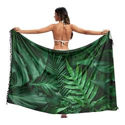 ODAWA Birds Tit on Branch Damen Bikini Swimsuit Cover Up Strandkleid Wrap, Natürliches grünes Blatt, Large von ODAWA