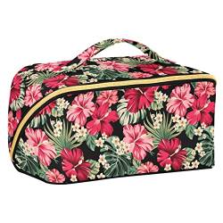 ODAWA Hawaiianische tropische Reise-Make-up-Tasche, tragbar, große Öffnung, Kosmetiktasche, Werkzeugtasche für Frauen und Mädchen, Hawaiianischer tropischer Hibiskus von ODAWA