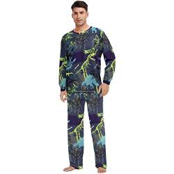 ODAWA Niedlicher Cartoon-Schlafanzug mit Faultier-Muster für Damen und Herren, Nachtwäsche, Lounge-Sets, Pyjama oben und unten, Dino-Muster, X-Large von ODAWA