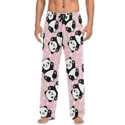 ODAWA Pyjamahose für Herren, Dino-Muster, bedruckt, Schlaf-Lounge-Hose mit Taschen, lange PJ-Hose, Panda-Muster, Large von ODAWA