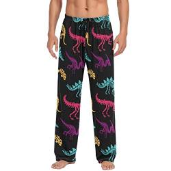 ODAWA Pyjamahose für Herren, Gamer-Muster, Schlaf-Lounge-Hose mit Taschen, lange PJ-Hose, Dinosaurier Skelette, Small von ODAWA