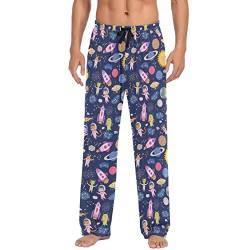 ODAWA Pyjamahose für Herren, Sugar Skull Sleep Lounge Hose mit Taschen, lange PJ Hose, Niedliches Weltraum-Baby, Large von ODAWA