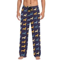 ODAWA Pyjamahose für Herren, traditioneller Stil, Schlaf-Lounge-Hose mit Taschen, lange PJ-Hose, Dekorativer Hintergrund mit Dackel-Motiv, X-Large von ODAWA