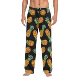 ODAWA Pyjamahose für Herren, trendig, illustriert, Schlaf-Lounge-Hose mit Taschen, lange PJ Hose, Aquarell Ananas Obst, Small von ODAWA