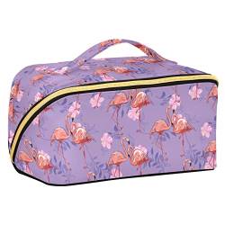 ODAWA Reise-Make-up-Tasche mit Flamingo-Muster, tragbar, große Öffnung, Kosmetiktasche für Damen und Mädchen, Flamingo-Muster von ODAWA