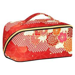 ODAWA Reise-Make-up-Tasche mit goldenem Hintergrund, tragbar, große Öffnung, Kosmetiktasche, Werkzeugtasche für Damen und Mädchen, Wunderschönes Muster von ODAWA