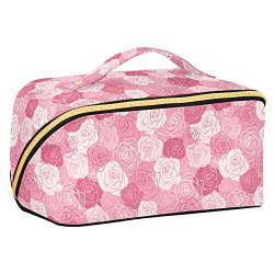 ODAWA Schöne Reise-Make-up-Tasche mit Schmetterlingen, tragbar, große Öffnung, Kosmetiktasche, Werkzeugtasche für Damen und Mädchen, Rosa von ODAWA