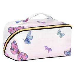 ODAWA Schöne Reise-Make-up-Tasche mit Schmetterlingen, tragbar, große Öffnung, Kosmetiktasche, Werkzeugtasche für Damen und Mädchen, Schöner Schmetterling 1 von ODAWA
