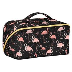 ODAWA Tropisches Muster Flamingo Reise Make-up Tasche Tragbare Große Öffnung Kosmetiktasche Tolietry Tasche für Frauen und Mädchen, Tropisches Muster Flamingo von ODAWA