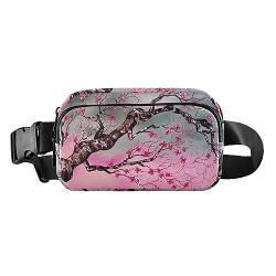 Sea Shell Beach Fashion Hüfttasche Hüfttasche für Reisen Einkaufen Wandern Radfahren Laufen, 20,3 x 13,5 x 5,8 cm, Tree Blooms Pink von ODAWA