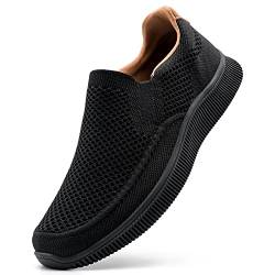 ODCKOI Herren Slip On Casual Sneaker Leichtgewicht Atmungsaktive Schuhe Mesh Freizeitschuhe Bequem Sportschuhe Walking Turnschuhe Loafers-Schwarz-42 von ODCKOI