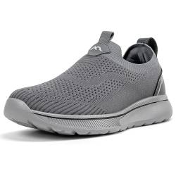 ODCKOI Schuhe Herren Sneaker Ohne Schnuersenkel Slip-on Schuhe Mesh Atmungsaktiv Leicht Laufschuhe Casual Sportschuhe Bequem Turnschuhe Leichtgewichts Outdoor Joggingschuhe Dunkelgrau 42 von ODCKOI