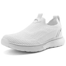 ODCKOI Schuhe Herren Sneaker Ohne Schnuersenkel Slip-on Schuhe Mesh Atmungsaktiv Leicht Laufschuhe Casual Sportschuhe Bequem Turnschuhe Leichtgewichts Outdoor Joggingschuhe Weiß 41 von ODCKOI