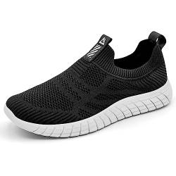 ODCKOI Slip On Sneaker Herren ohne schnürsenkel Turnschuhe rutschfest Sportschuhe Mesh Walkingschuhe Straßenlaufschuhe atmungsaktiv Jogging Sportsschuhe-HEIBAI-45-XIN von ODCKOI