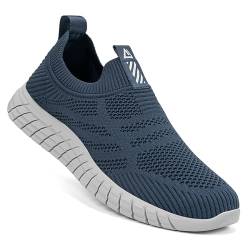 ODCKOI Slip On Sneaker Herren ohne schnürsenkel Turnschuhe rutschfest Sportschuhe Mesh Walkingschuhe Straßenlaufschuhe atmungsaktiv Jogging Sportsschuhe-SHLAN-42 von ODCKOI