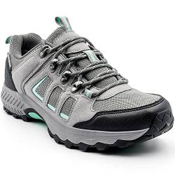 ODCKOI Wanderschuhe Damen Wasserdicht Leicht Trekkingschuhe Damen Outdoor Rutschfeste Abriebfest Knöchel Bergschuhe, Camping, Hiking, Mountainbike, Trailrunning, Lauf Sneaker (Hellgrau Mintgrün EU 36) von ODCKOI