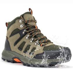 ODCKOI Wanderschuhe Herren Wasserdicht Leichte Trekkingschuhe High Rise Wanderstiefel Outdoor rutschfeste Bergschuhe, Camping, Trekking, Hiking Boots Braun Olivgrün Orange EU 47 von ODCKOI