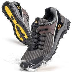 ODCKOI Wanderschuhe Herren Wasserdicht Trailrunning Sneaker Leichte Trekkingschuhe Herren Atmungsaktiv Outdoor rutschfeste Abriebfest Traillaufschuhe Camping Hiking (Schwarz Dunkelgrau Kaffee EU 43) von ODCKOI