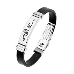 ODETOJOY 12 Konstellationen Sternzeichen Armband Damen Surferarmband Armreif Seil Sternbild Edelstahl Manschette Männer Gummi Horoskop Astrologie Armband mit Pulseras Schmuck (Löwe) von ODETOJOY