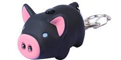 ODETOJOY Piggy Schlüsselanhänger Led Taschenlampe Sound Schwein Cartoon Schlüsselanhänger mit beleuchteten Schlüsselringen (drei zusammen), Schwarz, MIDDLE von ODETOJOY