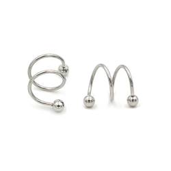 ODETOJOY Punk-Spirale Twister Barbell Ohrring für Männer Gauge 16G Kugel 316L Edelstahl eloxiert S Doppel Ohr Knorpel Helix Lippe Ringe Frauen Tragus Piercing Rock Clip Körperschmuck von ODETOJOY