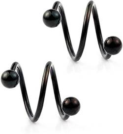 Punk-Spirale Twister Barbell Ohrring für Männer Gauge 16G Kugel 316L Edelstahl eloxiert S Doppel Ohr Knorpel Helix Lippe Ringe Frauen Tragus von ODETOJOY