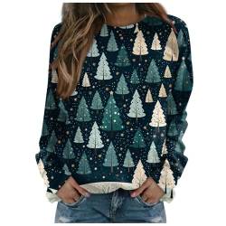 Damen Xmas Pulli Top Christmas Weihnachtspullover T Shirts Ugly Elch Gedruckt Weihnachtsmann Pullover Festliche Oberteile Blusen Langarm Pullover Sweatshirt von ODJOY-FAN