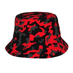 ODMP Origami Paper Cranes Männer und Frauen Bucket Hat - Fashion Sun Hat - Outdoor Reise Fischerhut, rot camouflage, One size von ODMP