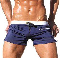 Badehose Herren Badeshorts Männer Kurz Enge Schwimmhose Knappe Schwimmshorts Schnelltrocknend Bademode Kurze Badehosen Badepants Swim Shorts Herren Strand Shorts Strandhose Boardshorts Marine XL von ODOKEI