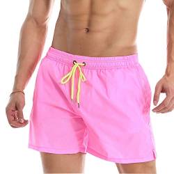 ODOKEI Badehose für Herren Jungen Badeshorts Sporthose kurz Männer Schnelltrockend Sport Schwimmhose Rosa M von ODOKEI