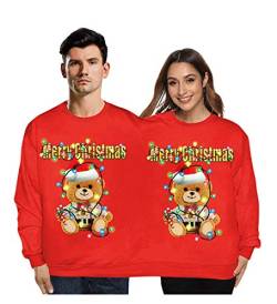 ODOKEI Weihnachtspullover Ugly Christmas Sweater Zwei Personen Xmas Pullover Unisex Herren Damen Paare Neuheit Pulli Langarm Mantel Outwear Sweatershirt Party （Eine Größe） von ODOKEI