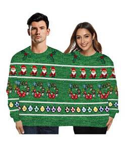 ODOKEI Weihnachtspullover Ugly Christmas Sweater Zwei Personen Xmas Pullover Unisex Herren Damen Paare Neuheit Pulli Langarm Mantel Outwear Sweatershirt Party （Eine Größe） von ODOKEI