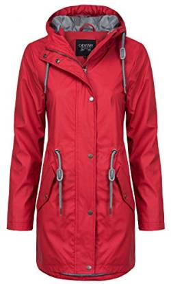 ODYSSEE Damen Regen Mantel Parka Jacke mit Kapuze, Farbe:rot, Größe:XL von ODYSSEE