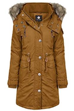 ODYSSEE Damen Winter Mantel Jacke mit abnehmbarer Kapuze, Farbe:braun, Größe:L von ODYSSEE