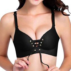 OEAK Damen Basic Klassischer BH Ohne Bügel Push Up Nahtlos Bra Bustier mit Schnürung vorne Büstenhalter Sexy Bralette von OEAK