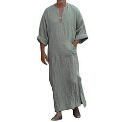 OEAK Herren Kaftan Robes V-Ausschnitt Arab Indian Muslim Sommer Baumwolle Leinen Robes Herrenhemd lange Roben Nachtwäsche von OEAK