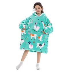 OEAK Hoodie Decke Kinder Pullover Decke Oversize lose Übergroße Kuscheldecke mit Ärmeln Sweatshirt Decke mit Kapuze Kapuzenpullover für Mädchen Jungen (Alpaka, 3-6 Jahre) von OEAK