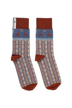 ÖJBRO VANTFABRIK 1 Paar Socken wadenhoch unisex braun/blau/limette Gr. S leichte Stricksocken Merinowolle Strümpfe Strick, aus Schweden von ÖJBRO VANTFABRIK