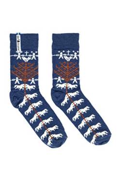 ÖJBRO VANTFABRIK "Yggdrasil Livtrånad Socken knöchelhoch blau/natur Gr. L leichte Stricksocken Merinowolle Strümpfe Strick - Hergestellt in Schweden von ÖJBRO VANTFABRIK