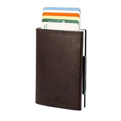 Ögon Smart Wallets - Cascade Wallet - RFID Protection : Protects Your Cards from Stealing - Up to 8 Cards + receits + Notes - Anodised Aluminium & Leather (Dark Brown) von Ögon