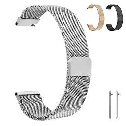 OFFCUP Edelstahl Uhrenarmband 20MM, Magnetverschluss Smartwatch, Uhren Armband Ersatz Metall mit Magnetverschluss, Smartwatch mit Schnellverschluss, für Damen Herren(Silber) von OFFCUP