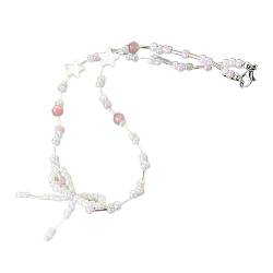 OFFILICIOUS Romantisches Kristall-Perlenarmband, eleganter Handketten-Schmuck für besondere Anlässe, Schleife, Stern-Perlen-Armband-Halskette, Rosa von OFFILICIOUS