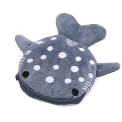Whale Key Earphone PouchSmall Plush Shark Shaped Coin Purse for Women Perfect for Keeping Your Essential Organized Women's Change Purse, grau von OFFILICIOUS