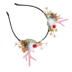 OFFSCH Urlaubs-geweih-stirnband Neuheit Weihnachts-stirnband Blumen-beeren-stirnband Rehkitz-horn-stirnband Hirsch-stirnband Kopfschmuck Aus Rentiergeweih Kreatives Zubehör Haar Polyester von OFFSCH