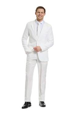 OFFSTREAM Plain Colored Suits for Men – Costumes Include Jacket Pants and Tie, XXL, Plain White von OFFSTREAM